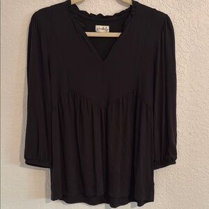 Wonderly Black Ruffled Blouse with Relaxed Fit